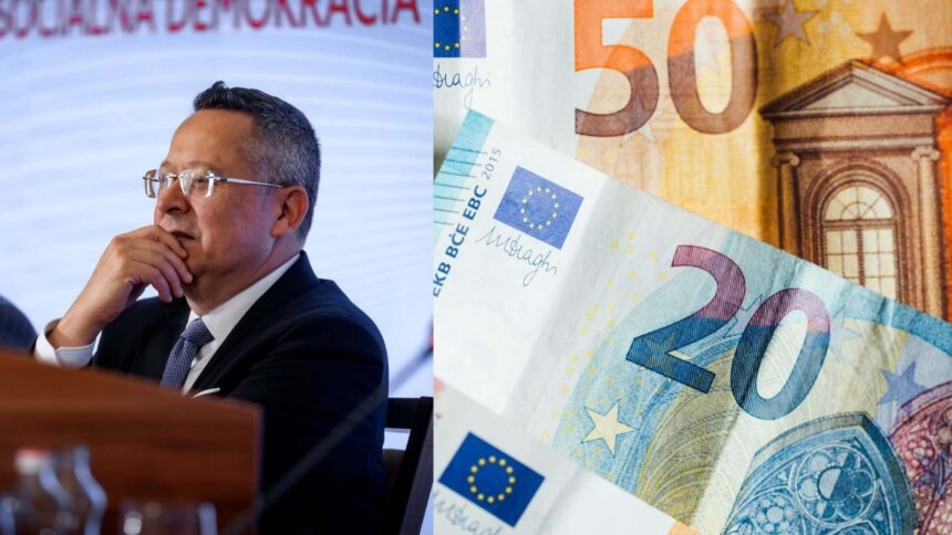 Na obrazku je fotka eurobankoviek a vedla nej je minister kamenicky