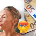 žena pije vodu a vedla nej sú euro bankovky