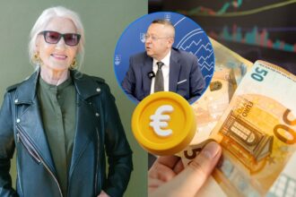 zena dôchodkyna a eurobankovky