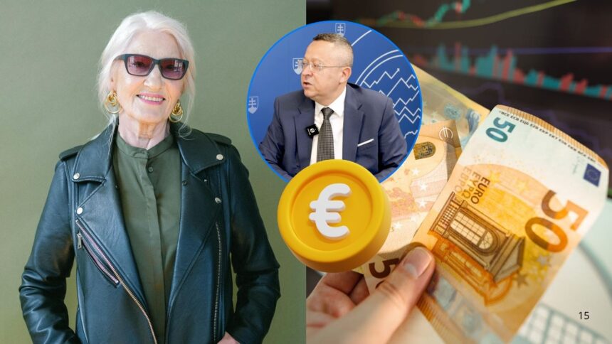 zena dôchodkyna a eurobankovky