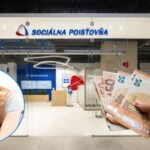 pobocka socialnej poistovne, eurobankovka v ruke, smutna zena